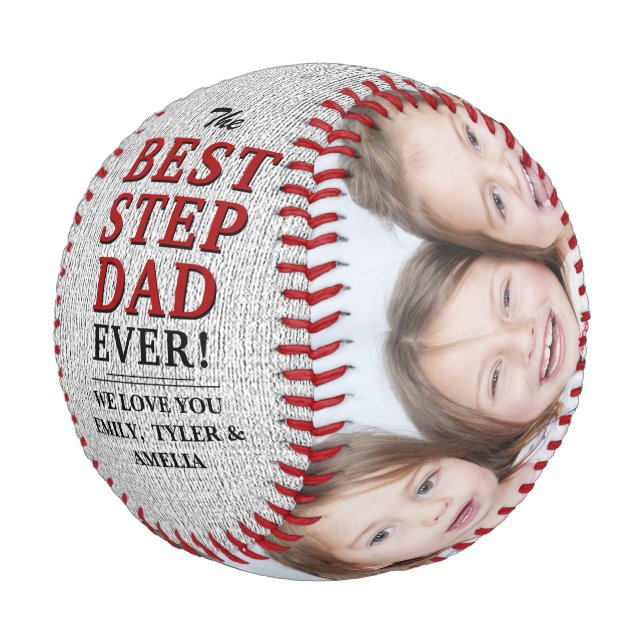 Rustic Best Step Dad Ever 2 Photo Father`s Day Bas Baseball (Angled)