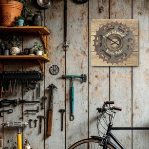 Rustic Bicycle Gear Sprocket Template  Square Wall Clock