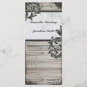 Rustic Birch Bark & Barn Board Wedding Program