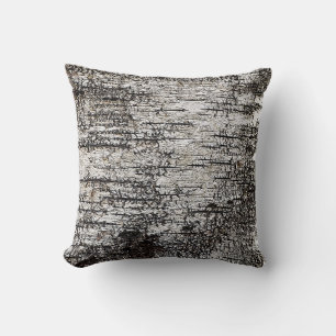 Rustic Birch Bark Texture Pattern Neutral Colours Throw Pillow