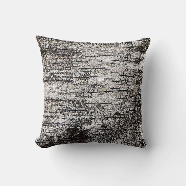 Rustic Birch Bark Texture Pattern Neutral Colours Throw Pillow (Front)