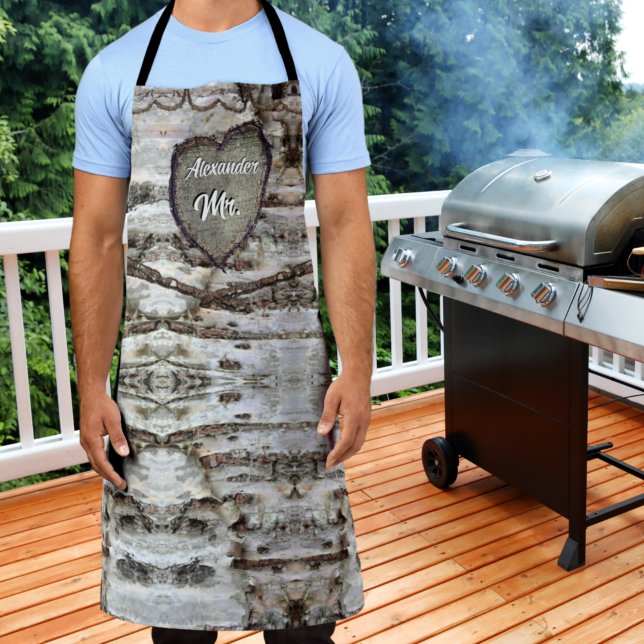 Rustic Birch Bark Wood Carved Heart Tree Mr. Apron (Creator Uploaded)