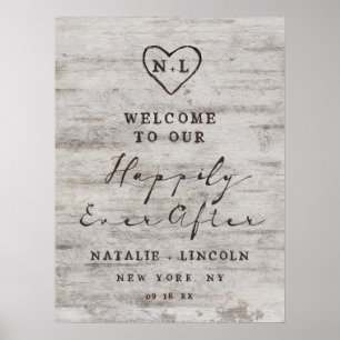 Rustic Birch Happily Ever After Reception Sign