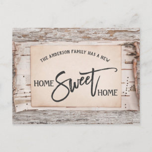 Rustic Birch Home Sweet Home Moving Announcement Postcard