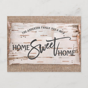Rustic Birch Home Sweet Home Moving Announcement Postcard