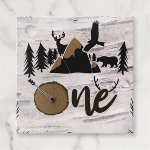 Rustic Birch Outdoor Wilderness One 1st birthday Favour Tags