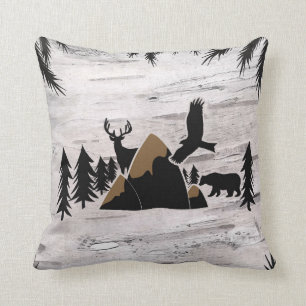 Rustic Birch Outdoor Wilderness One 1st birthday Throw Pillow