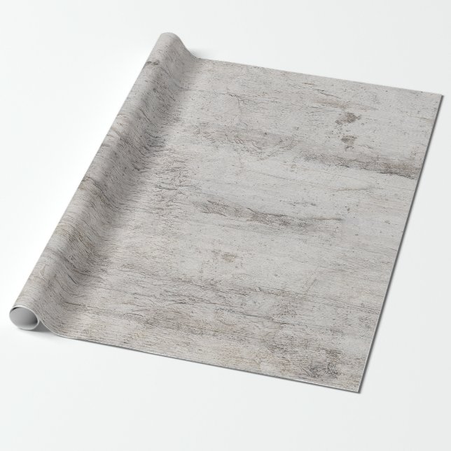 Rustic Birch Tree Aged Grey Wood Texture Wedding Wrapping Paper (Unrolled)