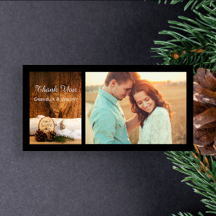 Rustic Birch Tree and Barn Wood Wedding Thank You Card