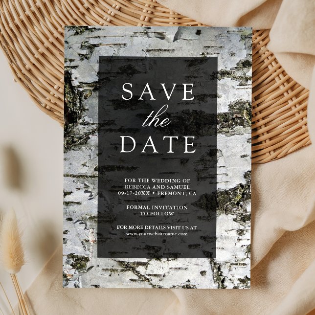 Rustic Birch Tree Bark Modern Wedding Save The Date (Creator Uploaded)