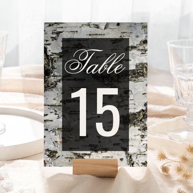 Rustic Birch Tree Bark Modern Wedding Table Number (Creator Uploaded)