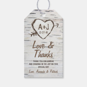 Rustic Birch Tree Bark Wedding Thank You Tags