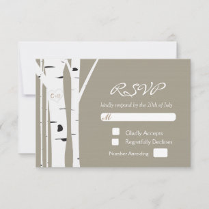 Rustic Birch Tree Carved Heart Wedding RSVP Card