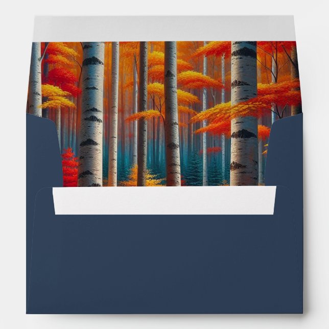 Rustic Birch Tree Fall Wedding Envelope (Back (Bottom))