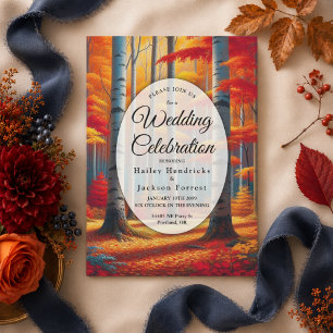 Rustic Birch Tree Fall Wedding Invitation