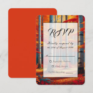 Rustic Birch Tree Fall Wedding RSVP Card