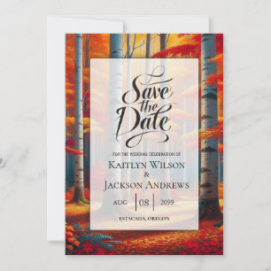 Rustic Birch Tree Fall Wedding Save The Date