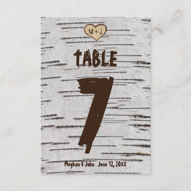 Rustic birch tree heart initials rustic wedding enclosure card (Front)