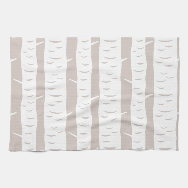 Rustic Birch Tree Pattern Kitchen Towel (Horizontal)