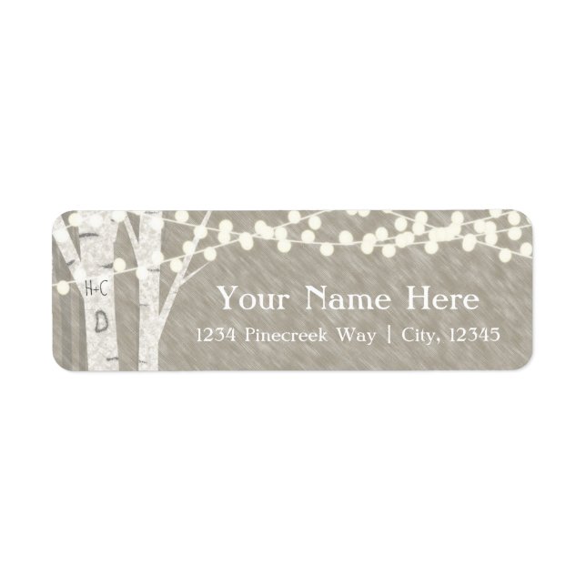 Rustic Birch Tree String Lights Address Labels (Front)