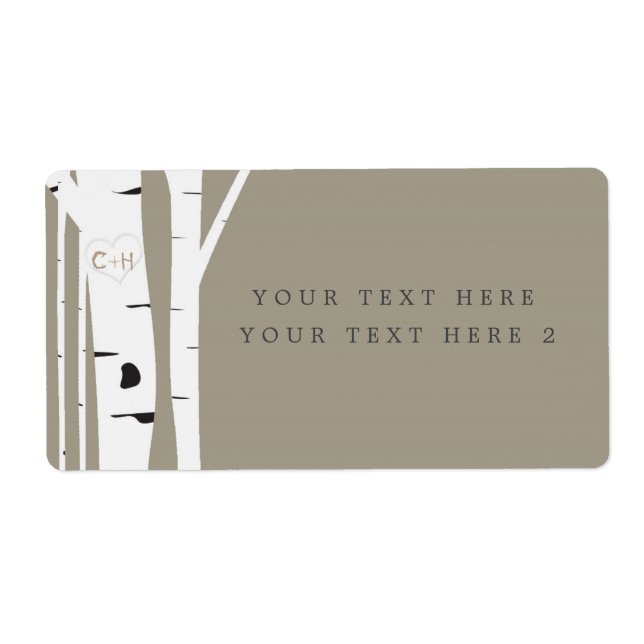 Rustic Birch Tree Taupe Party Package Label (Front)