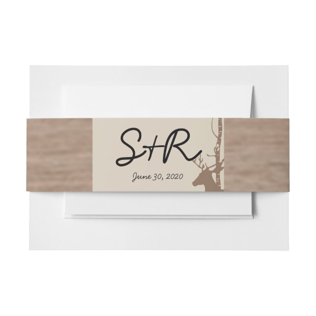 Rustic Birch Trees and Deer Wedding Belly Band Invitation Belly Band (Front Example)