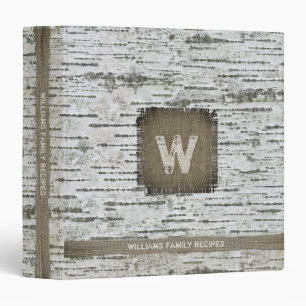 Rustic Birch Wood Burlap Distressed Monogrammed Binder