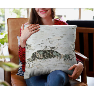 Rustic Birch Wood Country Cabin Modern Throw Pillow