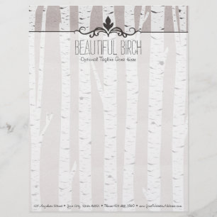 Rustic Birch Wood Trees & Branches Natural Modern Letterhead