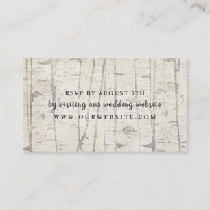 Rustic birch wood wedding rsvp website card