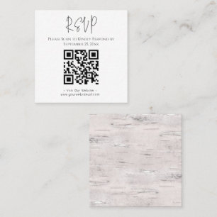 Rustic Birch Wood Wedding Square Business Card