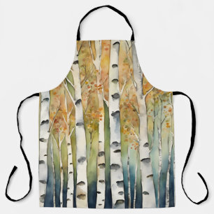 Rustic Birchwood Trees Fall Colors Nature Decor  Apron