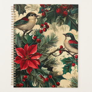 Rustic Bird and Poinsettia Christmas Pattern (13) Planner