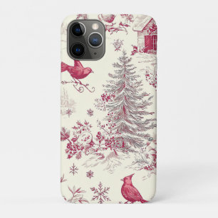 Rustic Bird and Poinsettia Christmas Pattern (17) iPhone 11 Pro Case