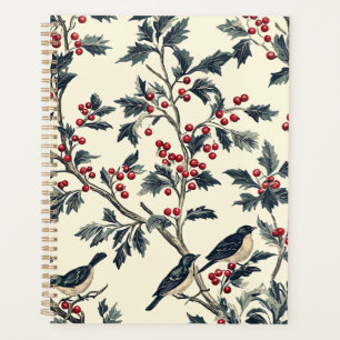 Rustic Bird and Poinsettia Christmas Pattern (18) Planner