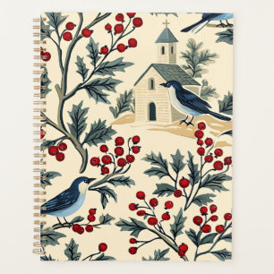 Rustic Bird and Poinsettia Christmas Pattern (19) Planner