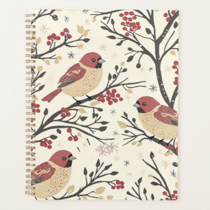 Rustic Bird and Poinsettia Christmas Pattern (1) Planner