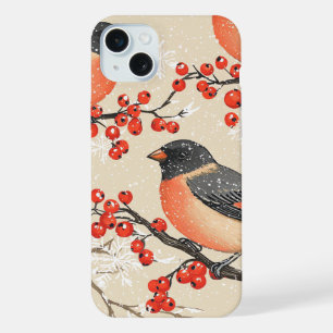 Rustic Bird and Poinsettia Christmas Pattern (20) iPhone 15 Plus Case