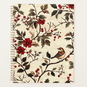 Rustic Bird and Poinsettia Christmas Pattern (22) Planner