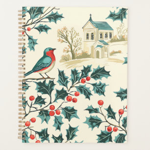Rustic Bird and Poinsettia Christmas Pattern (7) Planner