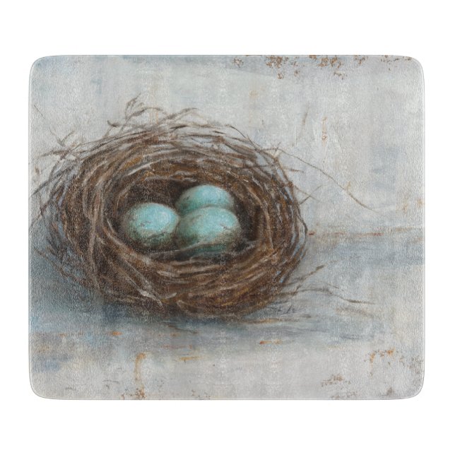 Rustic Bird Nest - Blue Cutting Board (Front)