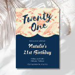 Rustic Bird Pattern 21st Birthday Invitation<br><div class="desc">Celebrate this major milestone with a uniquely stylish and artistic flair! This 21st birthday invitation is perfect for those with a love for nature and vintage design. The top features a captivating, retro-inspired pattern of illustrated birds and insects in a trendy coral hue set against a cream background. The bold...</div>