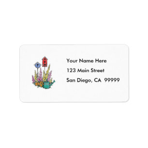 Rustic Birdhouse Garden Watercolor Sketch Label