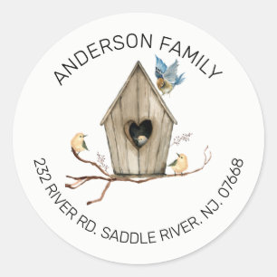 Rustic Birdhouse   New Home Address Label Sticker