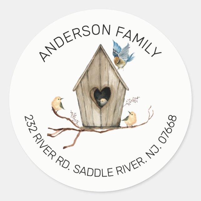 Rustic Birdhouse | New Home Address Label Sticker (Front)