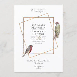 Rustic birds botanical vintage invitation