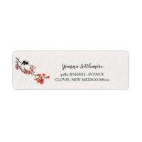 Rustic Birds on Tree Branch With Red Leaves Label