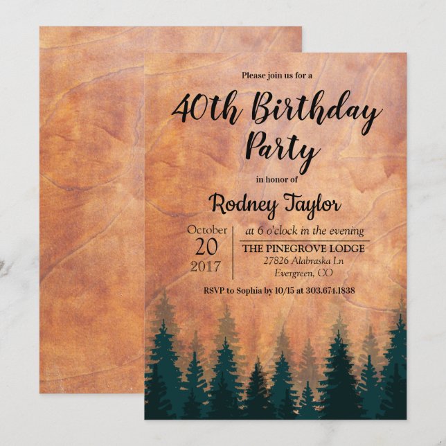 Rustic Birthday Party Invitation (Front/Back)