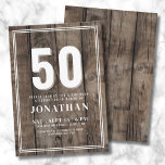 Rustic Birthday Party Invitation<br><div class="desc">Introducing a rustic and simple birthday party invitation, perfect for celebrating in style. The design features a rugged wood background, giving it a timeless and masculine feel, ideal for men but versatile enough for any gender. At the top, the bold age "50" is prominently displayed for a 50th birthday, making...</div>