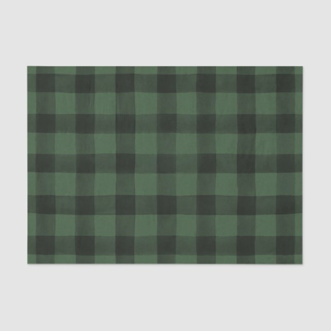 Rustic Black and Green Buffalo Plaid Tissue Paper (Front)